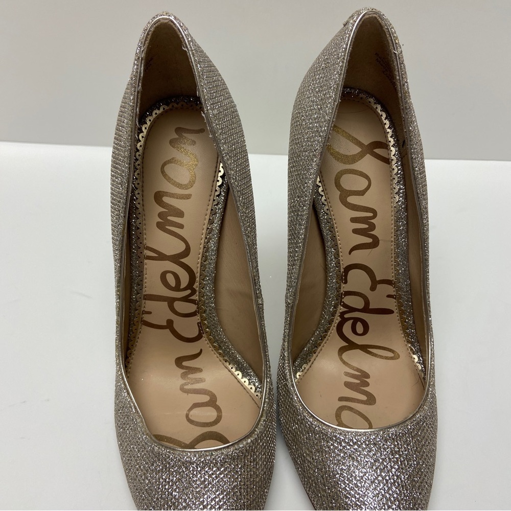 Sam Edelman Silver Glitter Pointed Toe Stiletto Heels | Size 7.5 - Picture 5 of 12